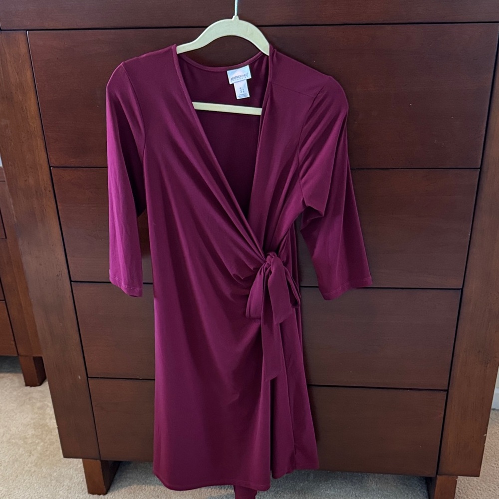 Women's Motherhood Maternity 3/5 sleeve Wrap Dress